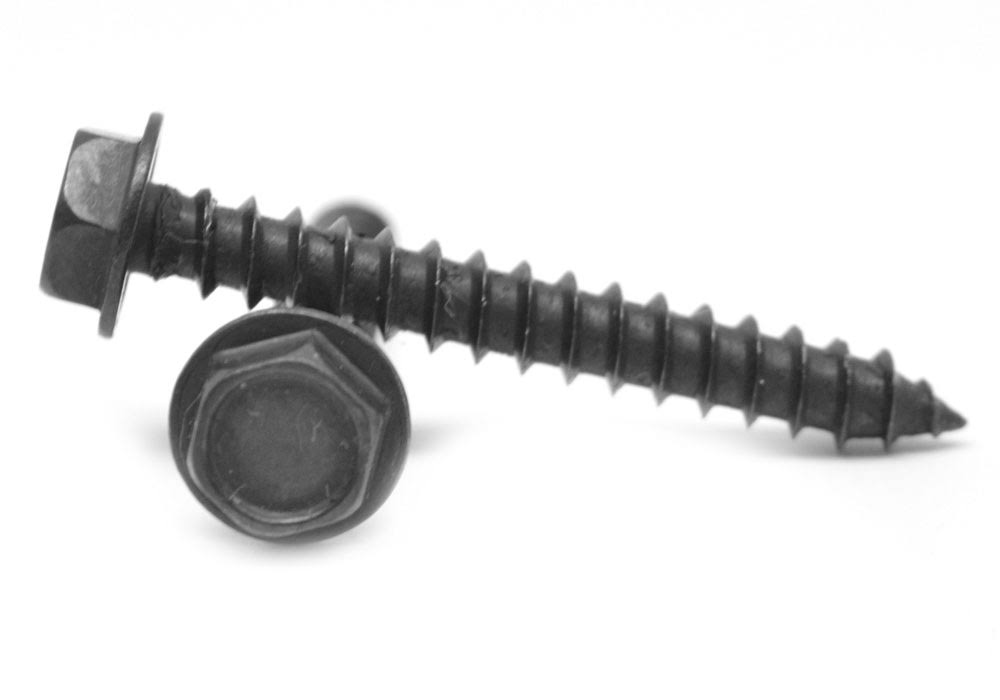 1/4-14 x 3/4 Sheet Metal Screw Hex Washer Head Type AB Low Carbon Steel Black Zinc Plated C237