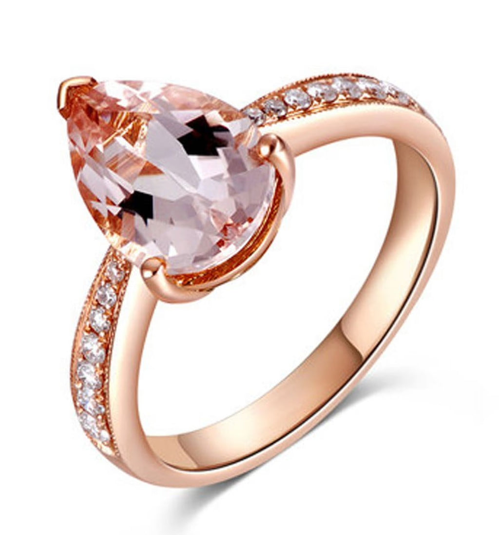 1.50 Carat Morganite and Diamond Halo Engagement Ring in Rose Gold D809