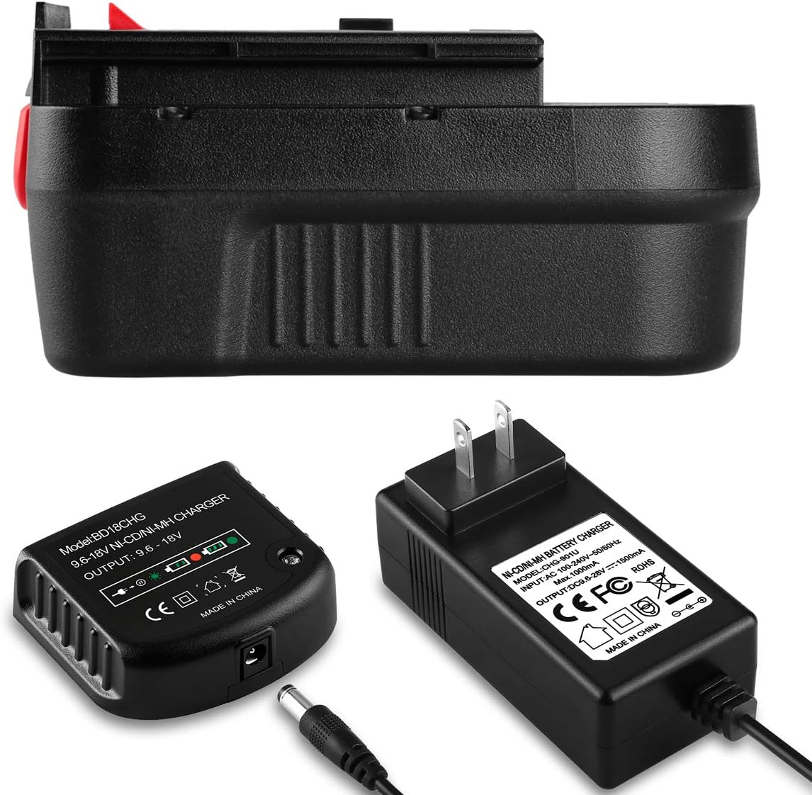 3500mAh HPB18 Replacement for Black and Decker 18 Volt Battery Ni-CD Pack of 2 G114909