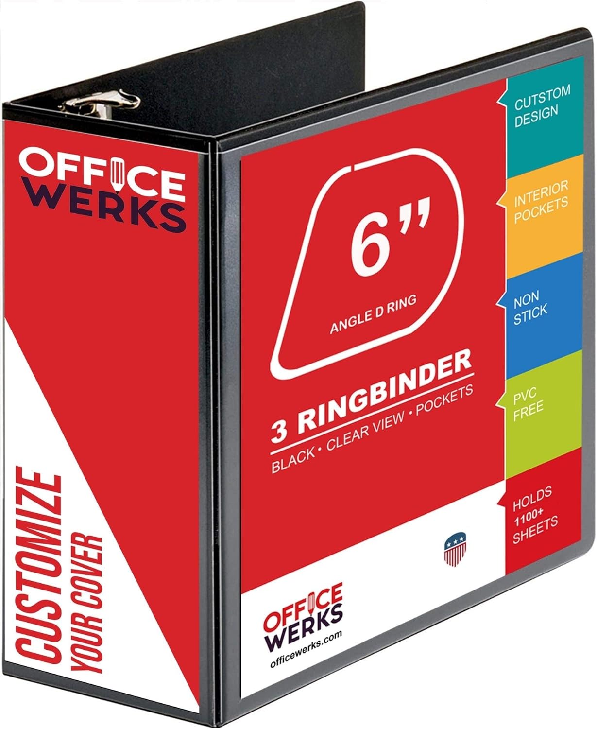 2 Pack 6 Inch Capacity D Ring Binders, 8.5 x 11, Black U96410