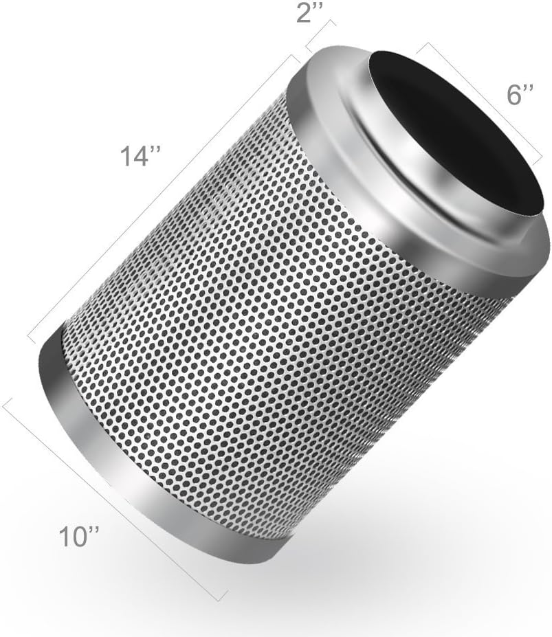 6 Inch 350 CFM Inline Carbon Filter with Fan Speed Controller and Temperature Humidity Monitor D26877