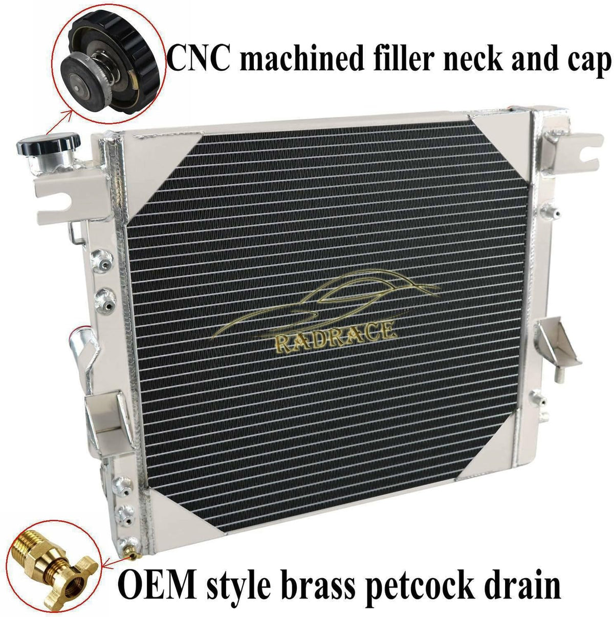 Aluminum Radiator 3 Row Core for Jeep Wrangler JK 3.6L 3.8L V6 Y4436