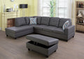 Dark Grey Faux Leather Sectional with Ottoman N961