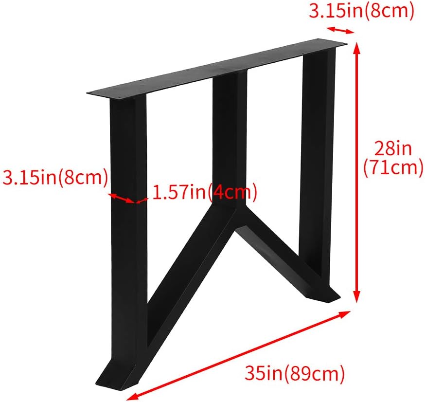 Black 28" Height 35" Wide Heavy Duty Metal Table Legs 2 PCS T1401