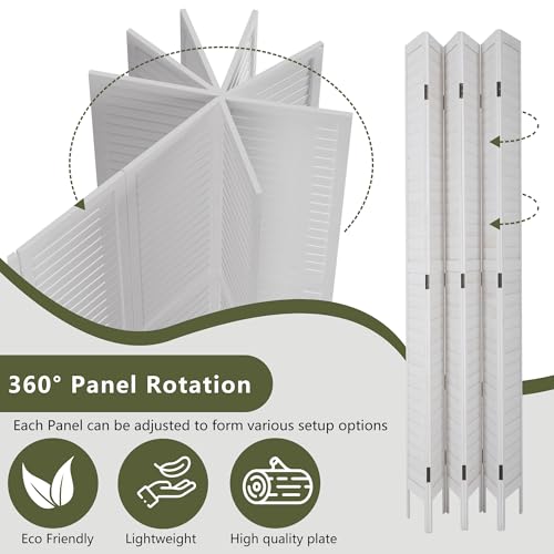 White 6 Panel Wood Room Divider L3690