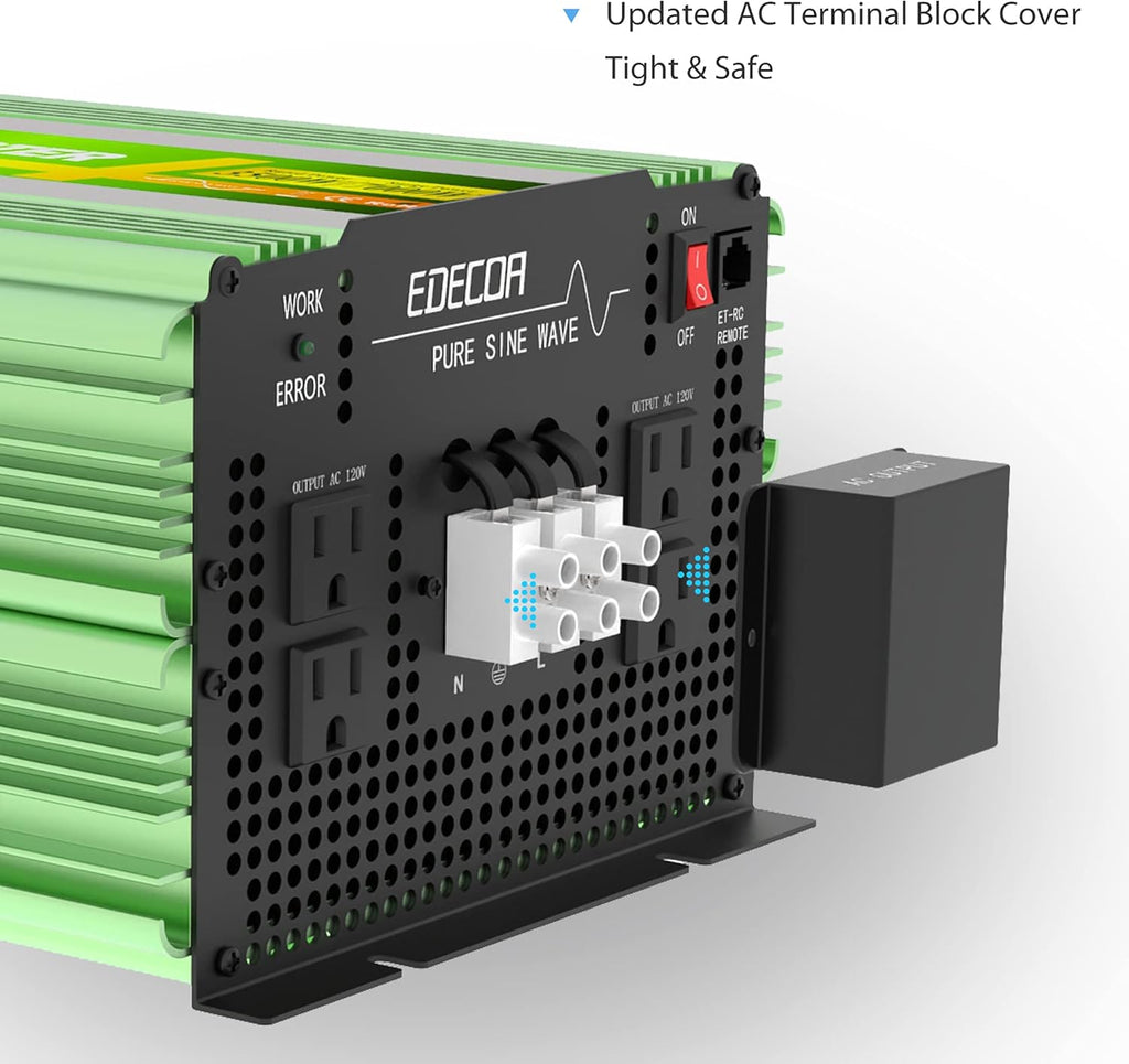 3500 Watt 24V Pure Sine Wave Power Inverter DC 24V to 120V 110V AC with LCD AC Terminal Block T150