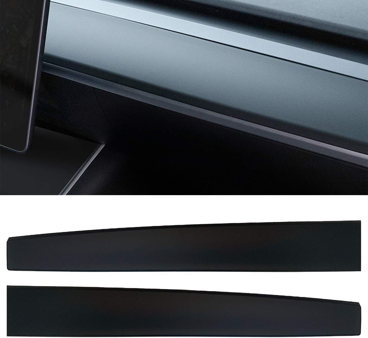 Matte Black ABS Dashboard Wrap Kit Cover Cap for Tesla Model 3 Model Y, Pack of 2 P95306