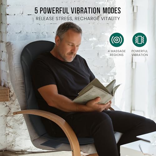 Vibration Back Massager with Heat, Seat Massager with 8 Vibrating Motors & 5 Modes, Chair Massager Cushion M516515