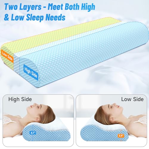 Blue Standard Size Memory Foam Cervical Neck Pillow V619