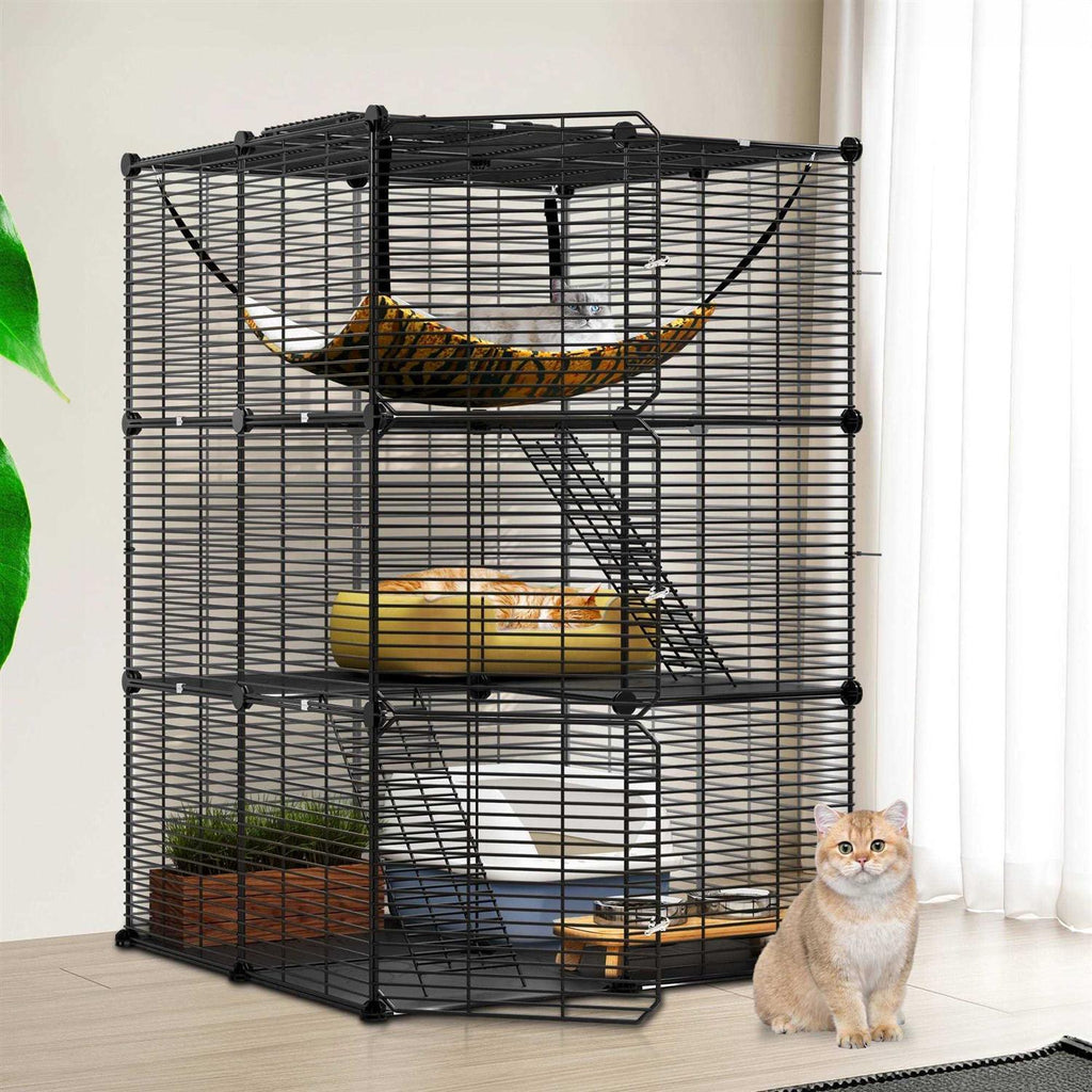 Cat Cage Cat Enclosures Cat Kennel with Extra Large Hammock F751851
