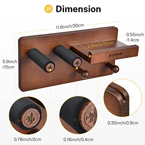 Wood Guitar Wall Mount Shelf with Pick Holder and 2 Hooks F984106