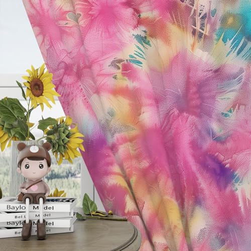 Tie Dye Blackout Curtains, 42 x 45 Inch O1221