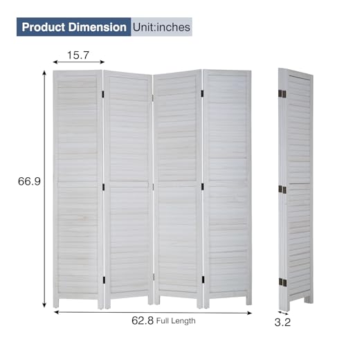 White 6 Panel Wood Room Divider L3690