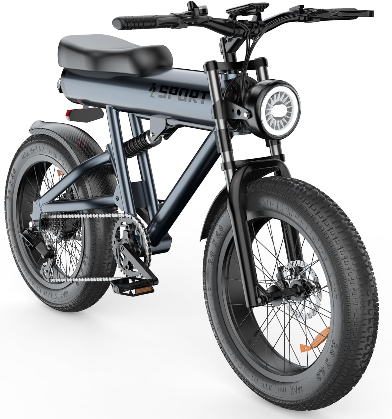 750W Electric Bike 20" Fat Tire Ebike Aluminum Frame 840Wh Removable Battery 7 Speed Full Suspension T338
