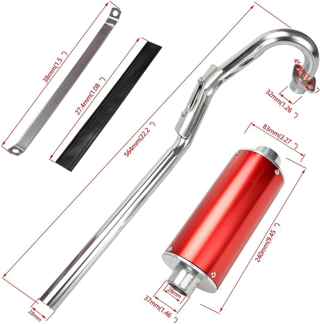 Red Pack of 2 Muffler Exhaust Silencer Pipe Head Assembly for Dirt Pit Bike W18245