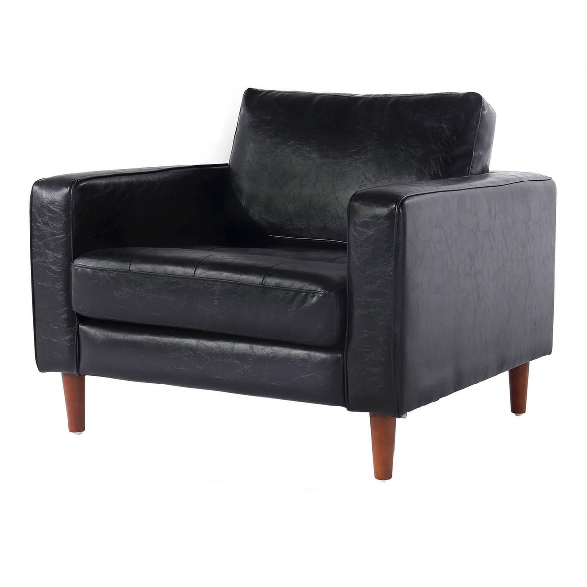 Black PU Faux Leather & Wood Arm Chair A946