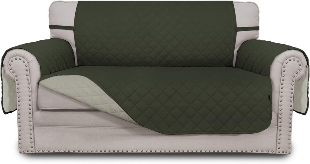 Sofa Slipcover Reversible Water Resistant Couch Cover with Elastic Straps Q3419