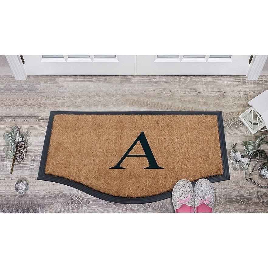 Black/Beige Rubber and Coir Non-Slip Extra Large Door Mat R876