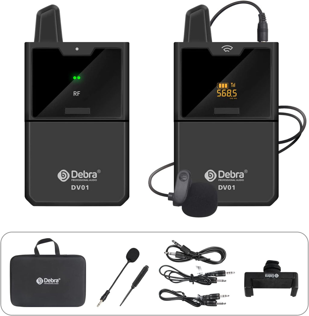 UHF Wireless Lavalier Microphone System with Transmitter and Receiver, 164 Feet, Pack of 2 N873