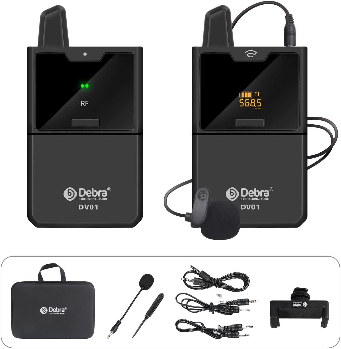UHF Wireless Lavalier Microphone System with Transmitter and Receiver, 164 Feet, Pack of 2 N873