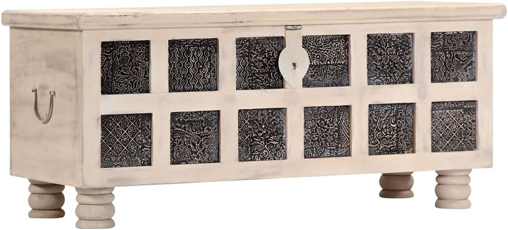 White Solid Acacia Wood Storage Box P5537