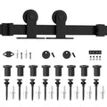 10 ft. Top Mount Sliding Barn Door Hardware Track Kit with Frosted Black Floor Guide C784