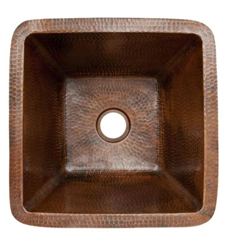 15-inch Square Hammered Copper Bar/Prep Sink in Electroless Nickel G77682