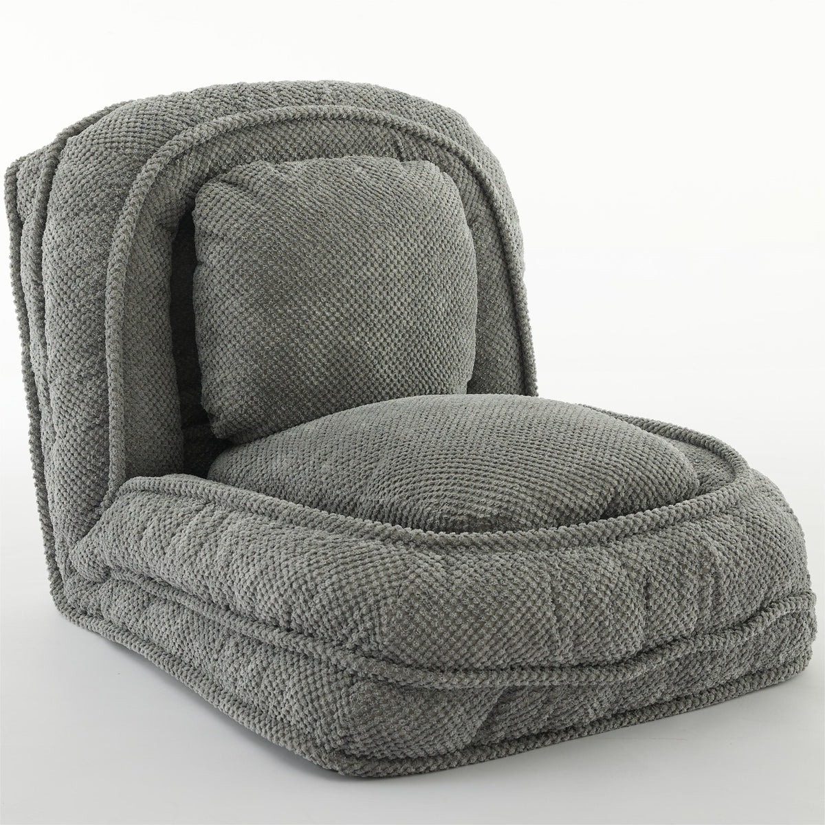 Gray foldable lazy sofa floor chair, 5-seater adjustable backrest recliner D939931