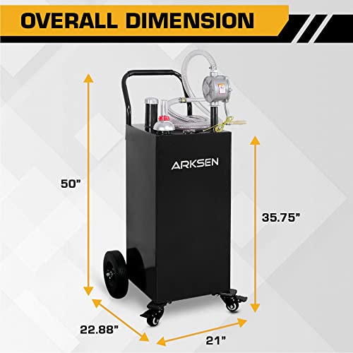 30 Gallon Portable Gas Caddy Fuel Storage Tank with Hand Siphon Pump and Rolling Solid Rubber Wheels W102