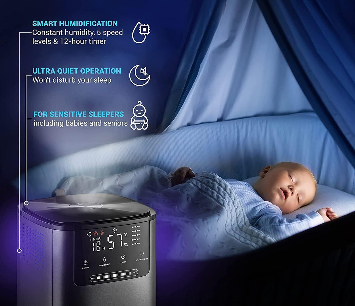 4L Top Fill Cool & Warm Air Ultrasonic Humidifier F3758