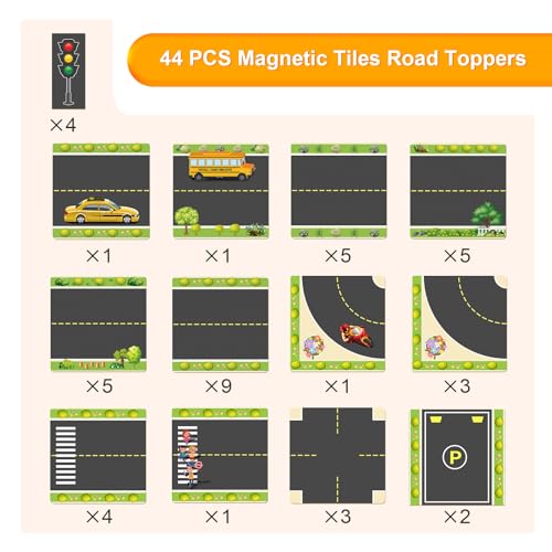 44pcs Magnetic Building Blocks Road Toppers Set Y274