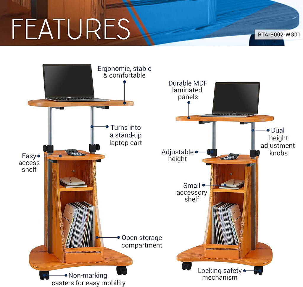 Adjustable Height Laptop Cart With Storage R837