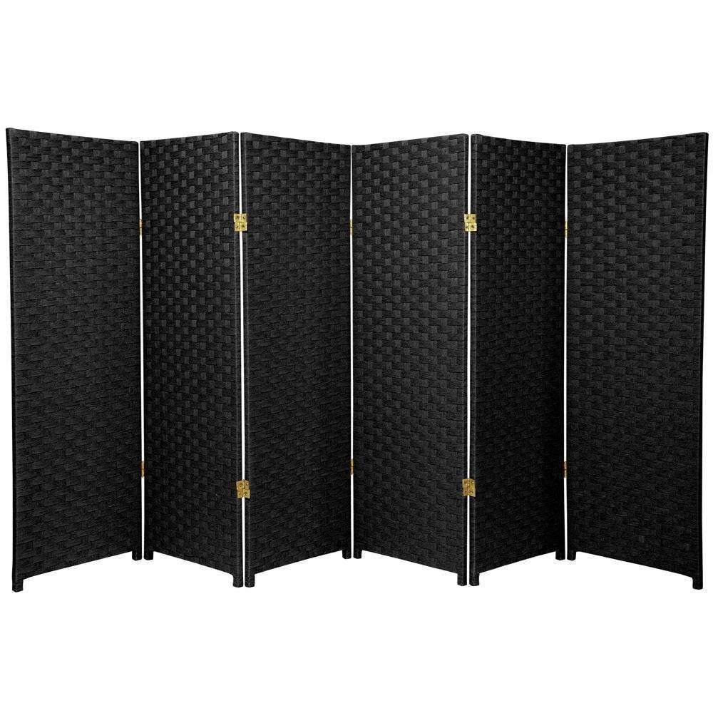Red/Black 6 Panel Woven Fiber Room Divider D364