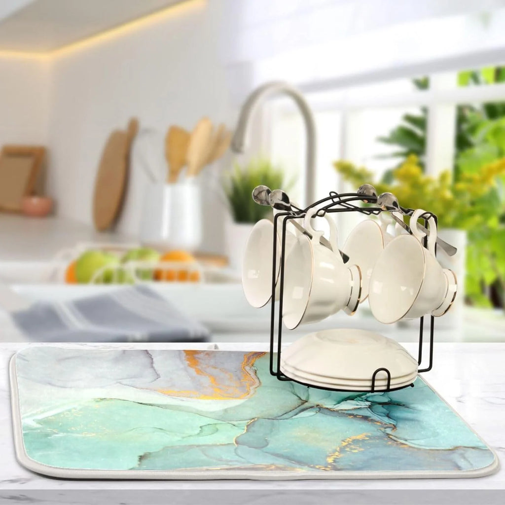 Abstract Marble Dish Drying Mat, 18x24Inch V633274