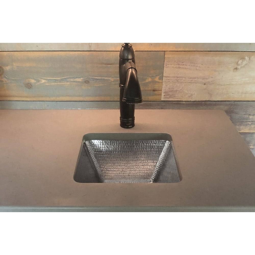 15-inch Square Hammered Copper Bar/Prep Sink in Electroless Nickel G77682