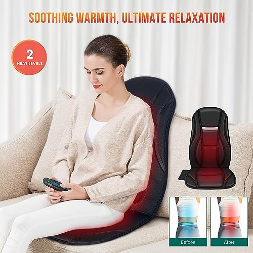 Vibration Back Massager with Heat, Seat Massager with 8 Vibrating Motors & 5 Modes, Chair Massager Cushion M516515