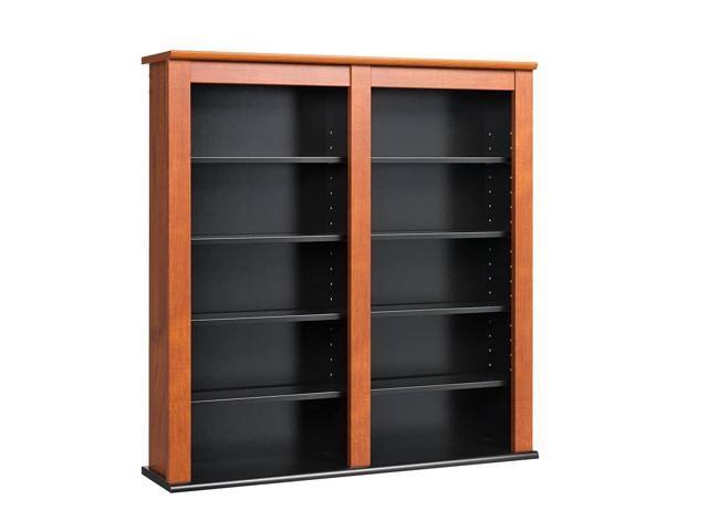 Double Wall Mounted Storage Cabinet, Cherry and Black O9300