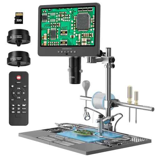 7'' HDMI Digital Microscope with 3 Lens 2160P Video Record and 32GB Card C328