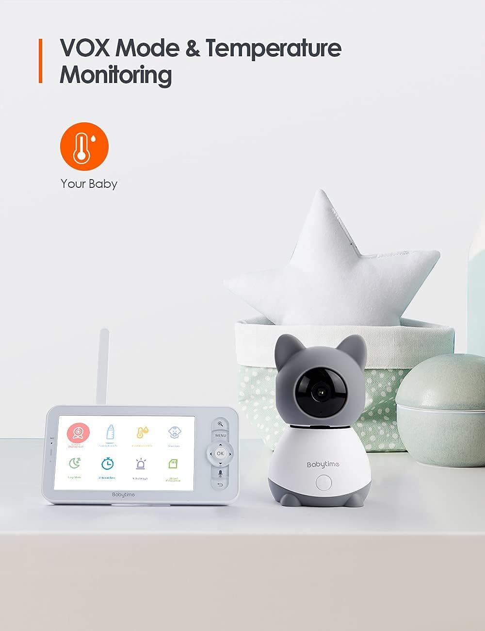 Video Baby Monitor with 1080P Pan/Tilt Camera and Infrared Night Vision Y9932