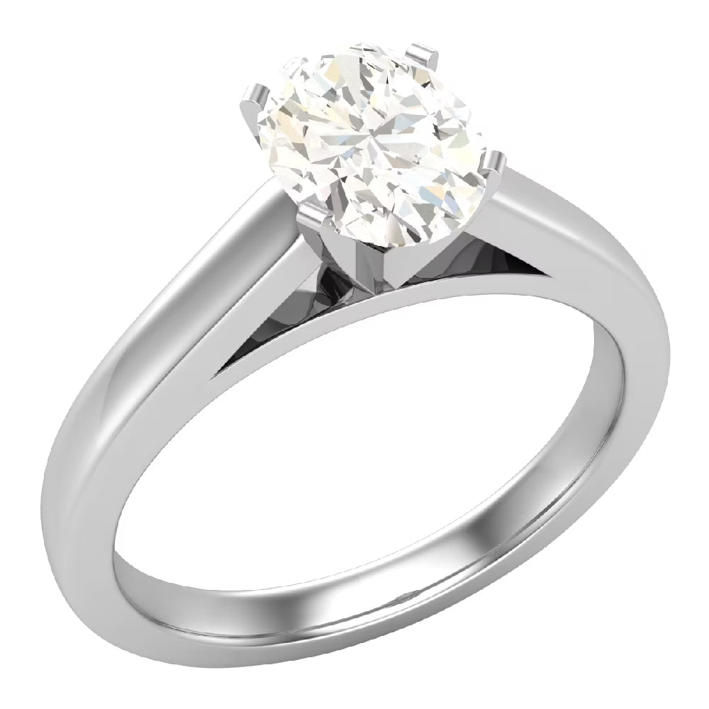 Oval Solitaire 0.75 Carat 14K White Gold Engagement Ring U640