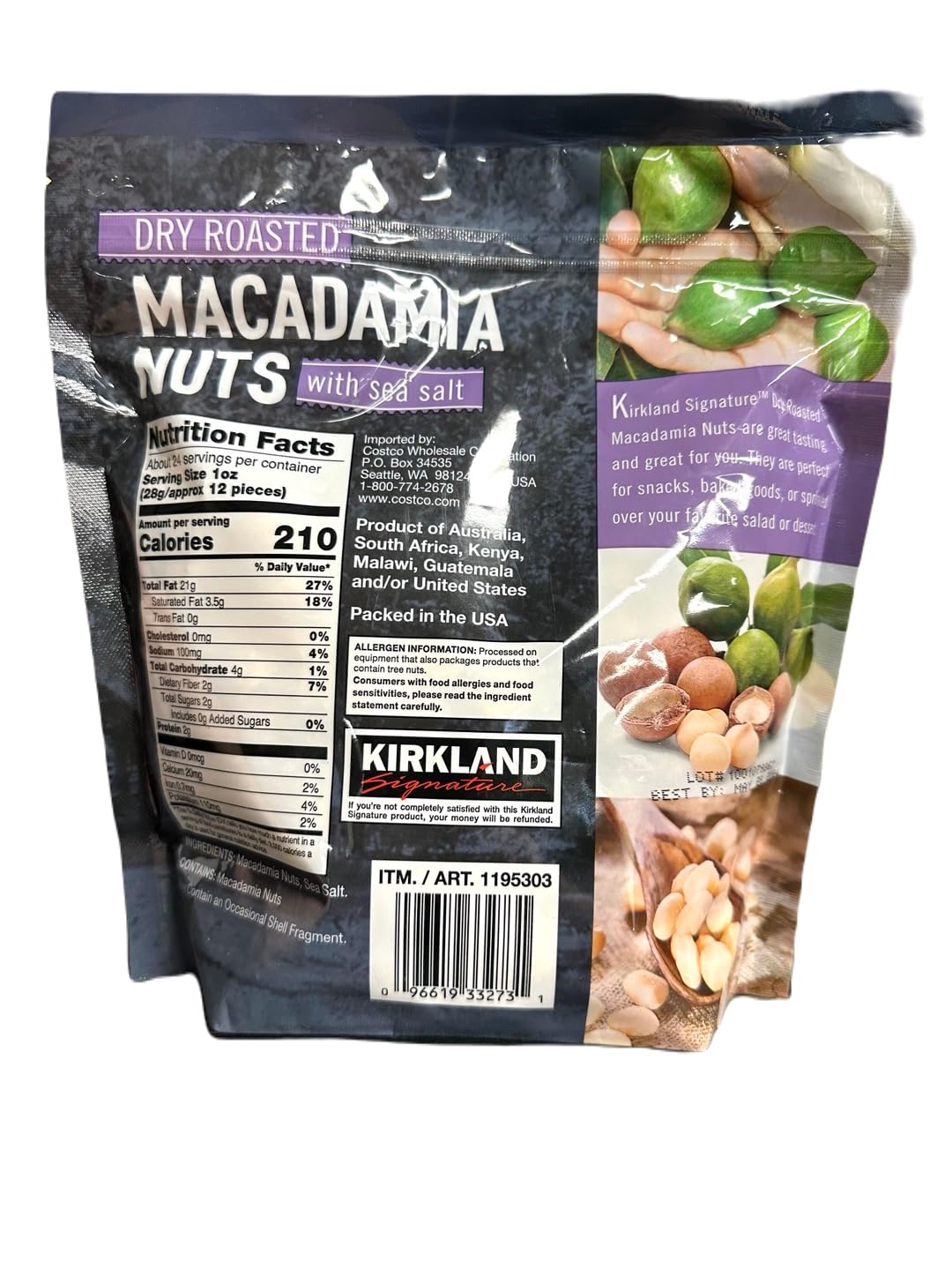 Dry Roasted Macadamia Nuts with Sea Salt, 24oz (Pack of 1) Y1219