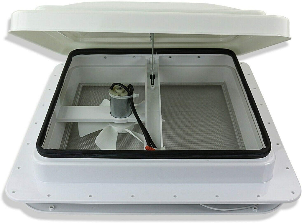 White Lid RV Roof Vent with 12V Vent Fan F726775