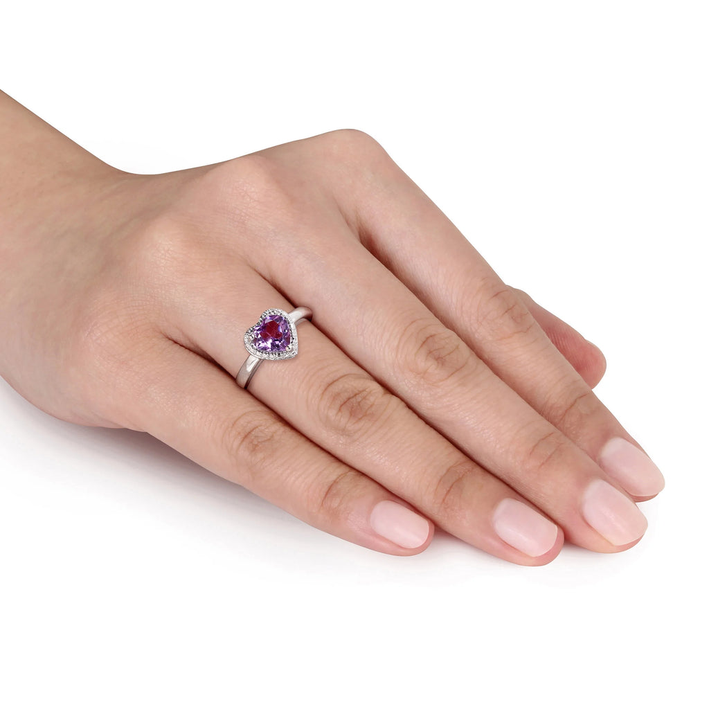 Heart-Shape Amethyst Sterling Silver Ring D9111