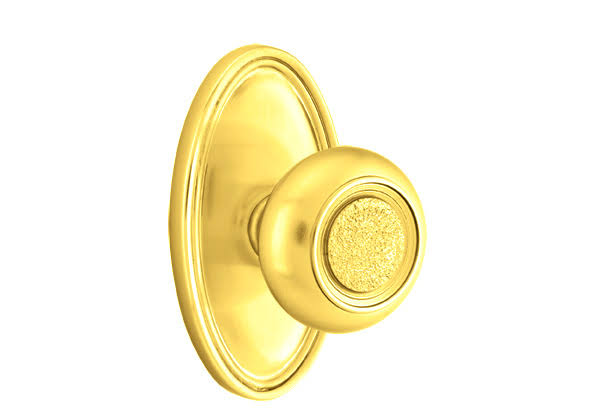 Passage Knob with Oval Rose, Unlacquered Brass O701102