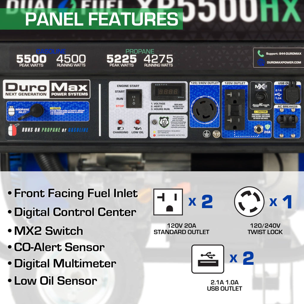 5,500/4,500-Watt Dual Fuel Gasoline/Propane Portable Generator K594