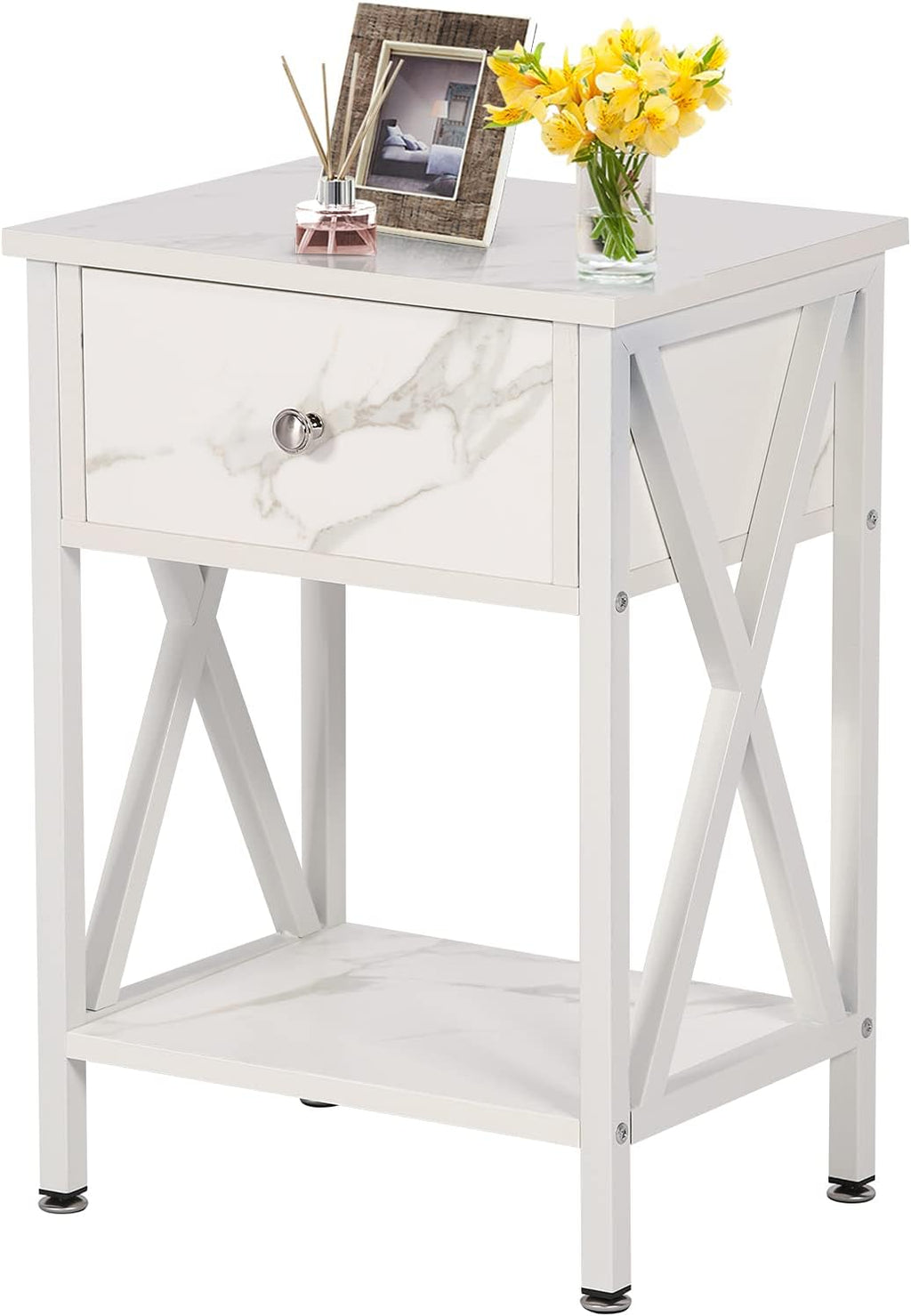 Rustic Brown End Storage Cabinet and Drawer Nightstand C960