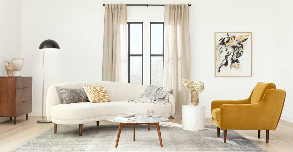 Yellow Velvet Chair with Walnut Wood Legs A74811