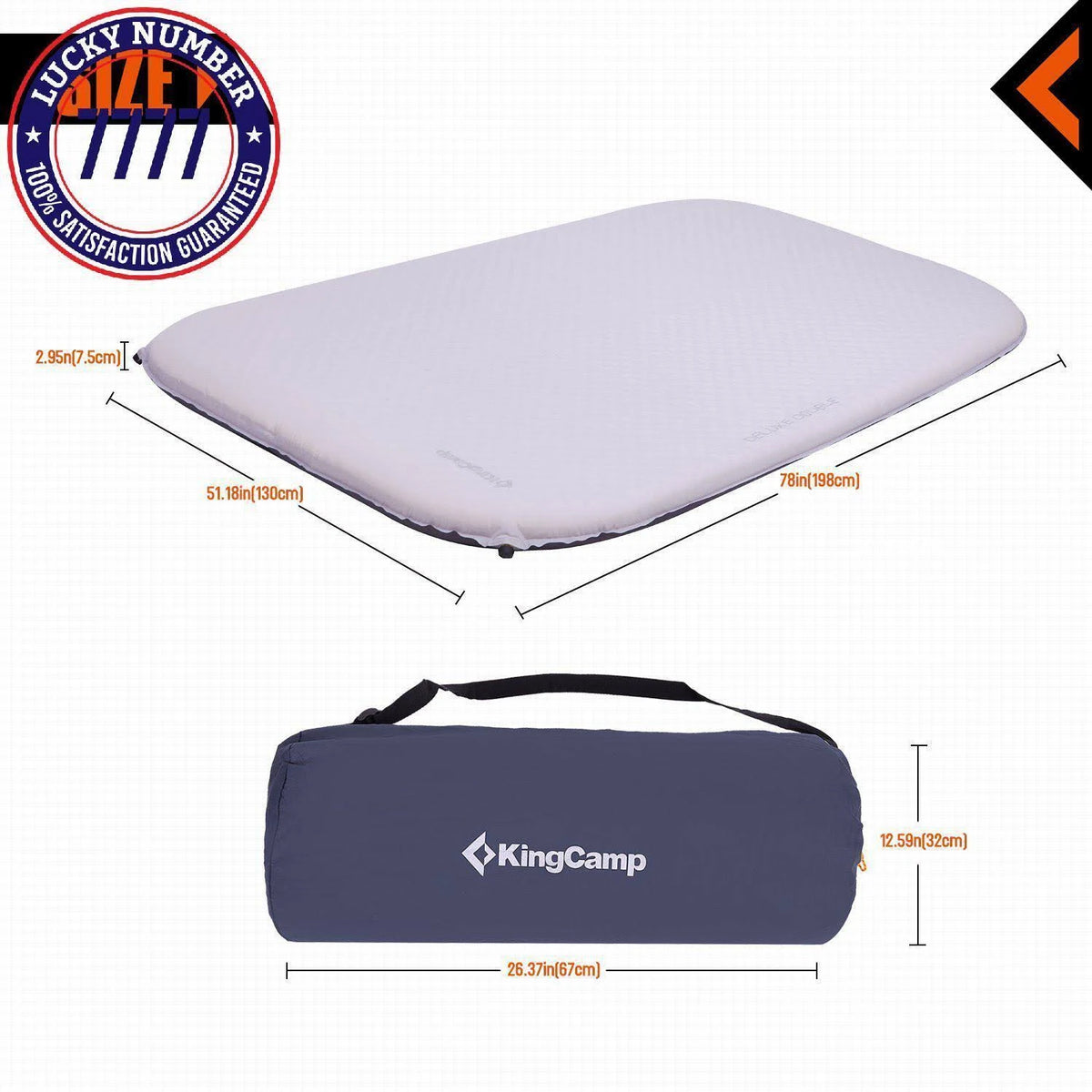 Deluxe Double Self-Inflating Camping Pad, 3 Inches Thick A681