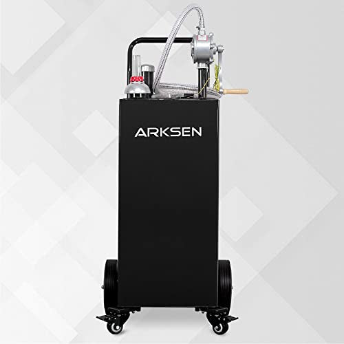 30 Gallon Portable Gas Caddy Fuel Storage Tank with Hand Siphon Pump and Rolling Solid Rubber Wheels W102