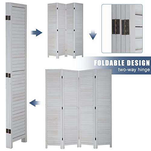 White 6 Panel Wood Room Divider L3690